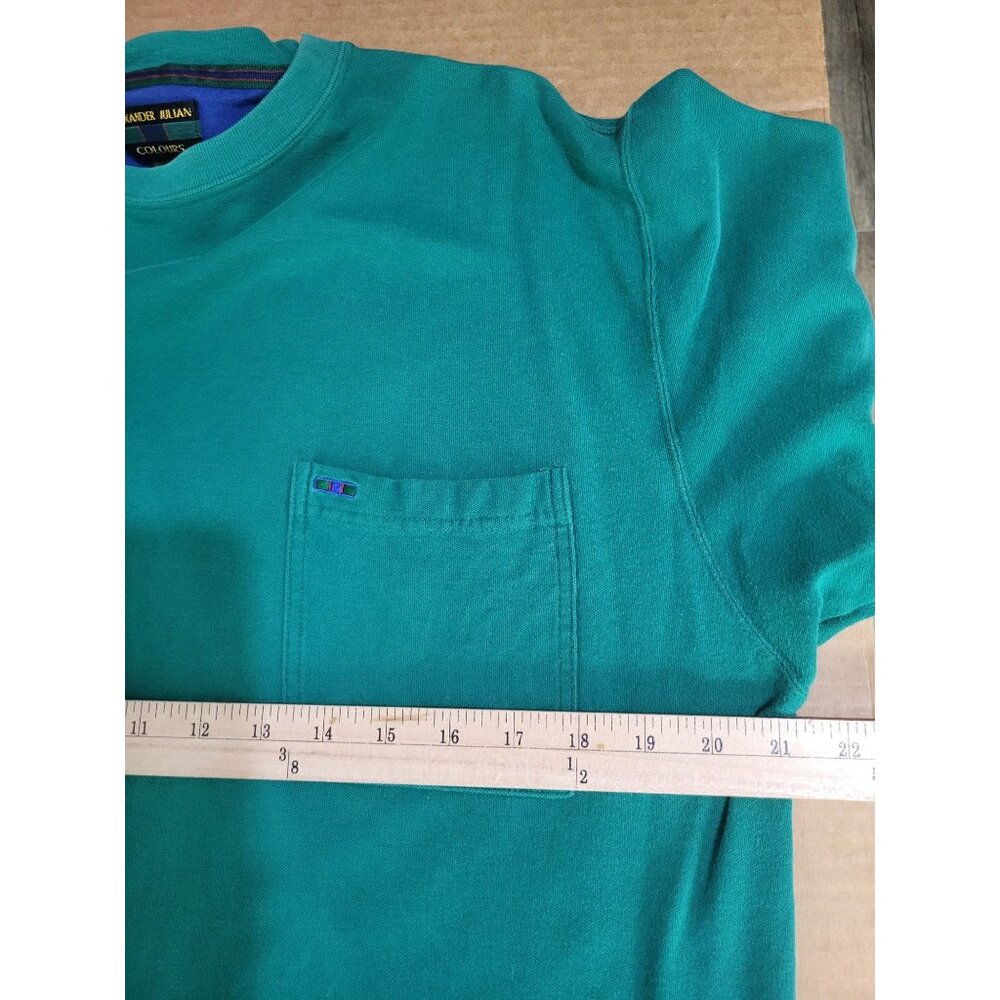 VTG Alexander Julian Colours Crew Neck Short Sleeve Shirt Pocket Green - Picture 5 of 8